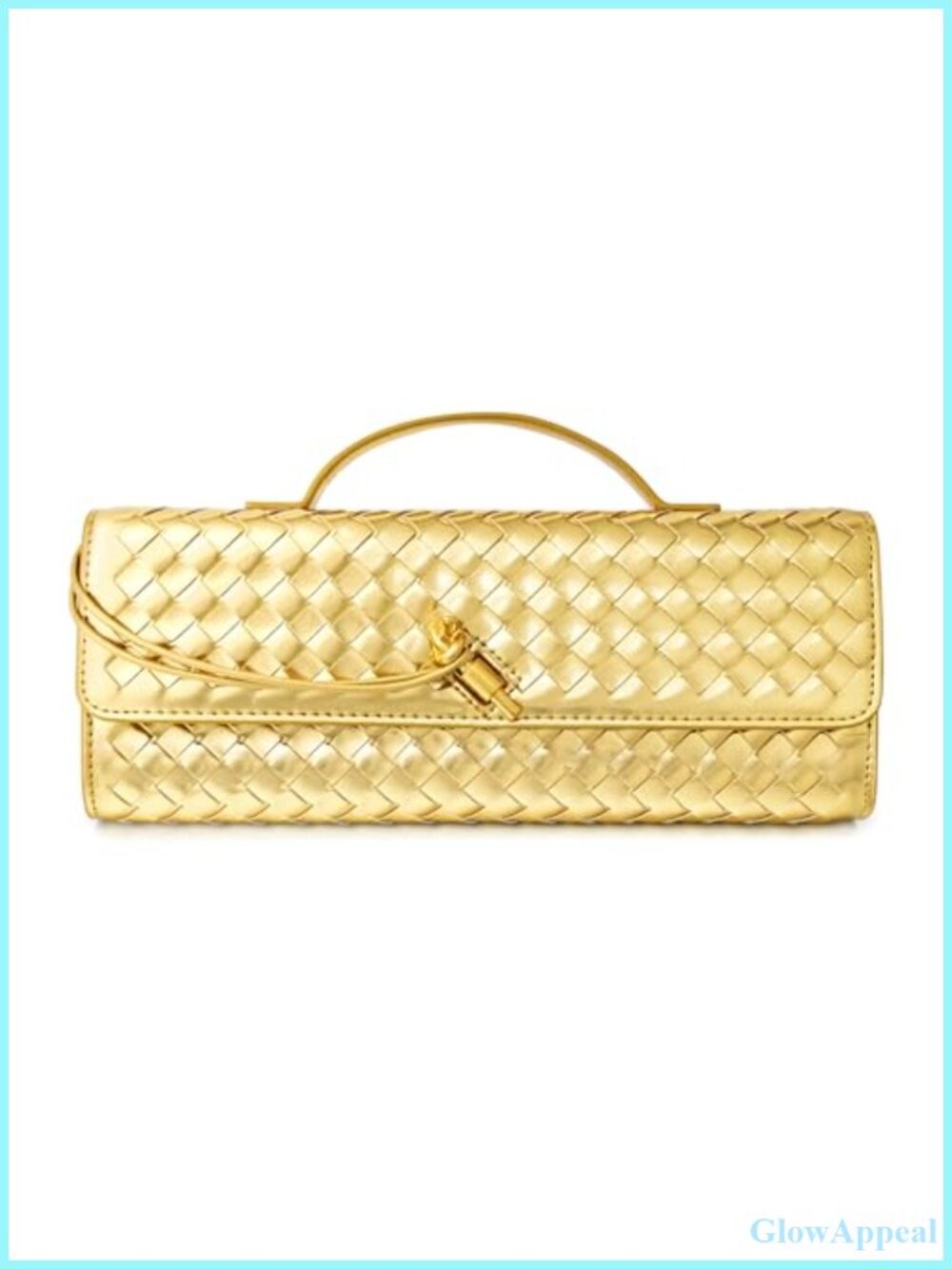 Woven Vegan Leather Evening Clutch Crossbody Bag Formal Purse